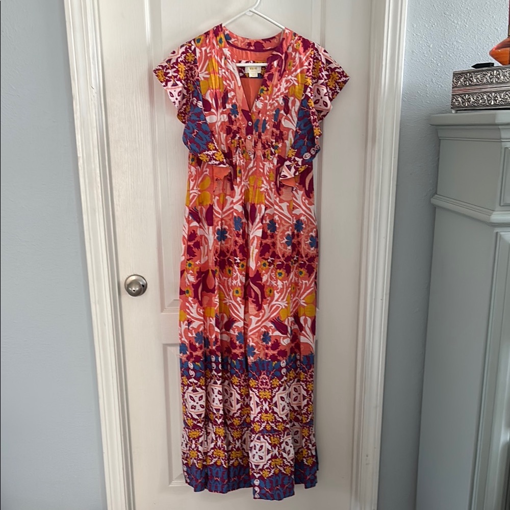Anthropologie Floral Linen Dress
